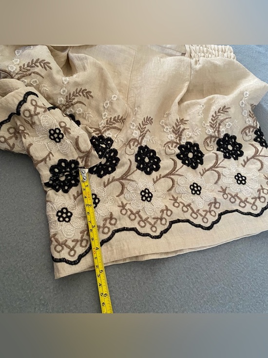 WREN New York Beige Floral Embroidered Shorts Lightweight High-Rise M - Picture 8 of 9